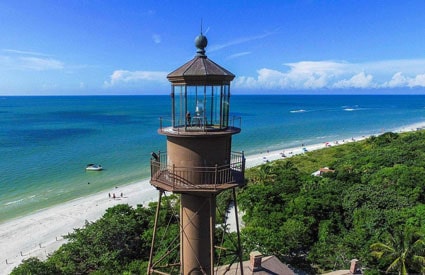 This is an image of the Sanibel Island lighthouse with the word 